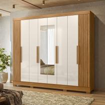 Guarda Roupa Casal Frisado com Espelho 8 Portas e Pés Diplomata Moval Guarda Roupa Casal Frisado com Espelho 8 Portas e Pés Diplomata Moval