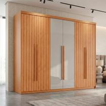 Guarda-Roupa Casal Frisado Xangai 100% MDF 6 Portas 2 Gavetas Naturalle e Off White Guarda-Roupa Casal Frisado Xangai 100% MDF 6 Portas 2 Gavetas Naturalle e Off White