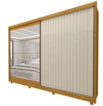 Guarda Roupa Casal Gelius Apolo 2 Portas de correr com espelho e 7 gavetas Naturale OFF White Guarda Roupa Casal Gelius Apolo 2 Portas de correr com espelho e 7 gavetas Naturale OFF White