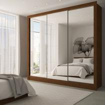 Guarda-Roupa Casal Giulia Slim 3 Portas 3 Gavetas com Espelho Cinamomo - Panorama Móveis
