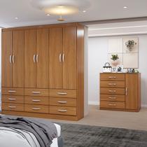 Guarda-Roupa Casal Grace 6 Portas 9 Gavetas com Cômoda 1 Porta 5 Gavetas Cinamomo - Panorama Móveis Guarda-Roupa Casal Grace 6 Portas 9 Gavetas com Cômoda 1 Porta 5 Gavetas Cinamomo - Panorama Móveis