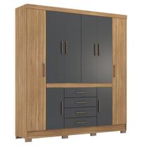 Guarda Roupa Casal Grande 8 Portas 4 Gavetas 7 Prateleiras 4 Cabideiros New Realce
