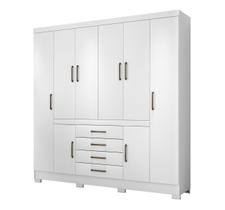 Guarda Roupa Casal Grande 8 Portas 4 Gavetas 7 Prateleiras 4 Cabideiros New Realce