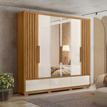 Guarda Roupa Casal Grande com Ripado e Espelho 240x230cm Amazonas Moval
