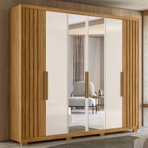 Guarda Roupa Casal Grande com Ripado e Espelho 260x230cm Araguaia Moval