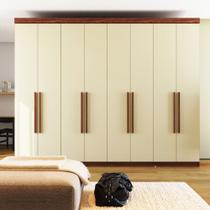 Guarda Roupa Casal Grande Rosário 8 Portas 4 Gavetas Cor Jatoba e Areia