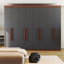Guarda Roupa Casal Grande Rosário 8 Portas 4 Gavetas Cor Jatoba e Grafite
