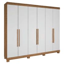 Guarda Roupa Casal Guarapari Plus com 6 Portas e 7 Gavetas Móveis Rimo Freijo/Branco