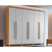 Guarda Roupa Casal Hawaii 6 Portas e 2 Gavetas c/ Pés Naturale/Off White - Rufato Guarda Roupa Casal Hawaii 6 Portas e 2 Gavetas c/ Pés Naturale/Off White - Rufato