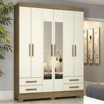 Guarda Roupa Casal Henn Briz 6 Portas 4 Gavetas Com Espelho