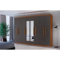 Guarda Roupa Casal Hera Premium com Espelho 8 Portas e 4 Gavetas MDF Moderna