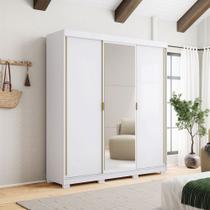 Guarda Roupa Casal Heros 3 Portas de Correr Dupla Face com Espelho MDF Branco/Terracota G98 - Gran Belo Guarda Roupa Casal Heros 3 Portas de Correr Dupla Face com Espelho MDF Branco/Terracota G98 - Gran Belo