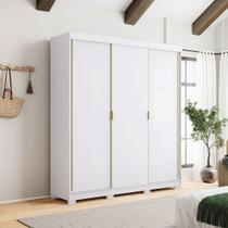 Guarda Roupa Casal Heros 3 Portas de Correr Dupla Face com Gavetas MDF Branco/Terracota G98 - Gran Belo Guarda Roupa Casal Heros 3 Portas de Correr Dupla Face com Gavetas MDF Branco/Terracota G98 - Gran Belo