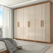 Guarda-Roupa Casal Hiara 6 Portas Bater 4 Gavetas Nature/Off White - Panorama Móveis