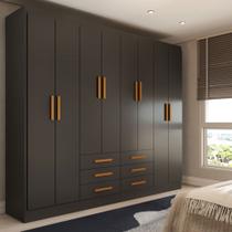 Guarda-Roupa Casal Hilton 8 Portas 6 Gavetas Black - Panorama Móveis