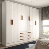 Guarda-Roupa Casal Hilton 8 Portas 6 Gavetas Branco - Panorama Móveis Guarda-Roupa Casal Hilton 8 Portas 6 Gavetas Branco - Panorama Móveis