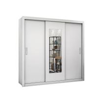 Guarda-Roupa Casal Ilhéus 3 Portas de Correr com Espelho 4 Gavetas e 6 Prateleiras Carioca Móveis