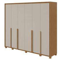 Guarda Roupa Casal Imperatore 6 Portas Amêndoa Clean Off White com Kit Sapateira e Pés Lopas