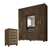 Guarda Roupa Casal Imperial com Cômoda Cannes 5 Gavetas Malbec Incorplac