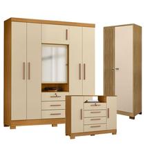 Guarda Roupa Casal Imperial com Cômoda Madri e Armário Multiuso Versatile Carvalho Americano Off White - Incorplac Guarda Roupa Casal Imperial com Cômoda Madri e Armário Multiuso Versatile Carvalho Americano Off White - Incorplac
