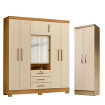 Guarda Roupa Casal Imperial e Armário Multiuso New Egito Carvalho Americano Off White - Incorplac Guarda Roupa Casal Imperial e Armário Multiuso New Egito Carvalho Americano Off White - Incorplac