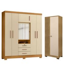 Guarda Roupa Casal Imperial e Armário Multiuso Versatile Carvalho Americano Off White - Incorplac Guarda Roupa Casal Imperial e Armário Multiuso Versatile Carvalho Americano Off White - Incorplac