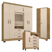 Guarda Roupa Casal Imperial e Cômoda Sapateira Cannes com Armário Multiuso Versatile Carvalho Americano Off White Incorplac Guarda Roupa Casal Imperial e Cômoda Sapateira Cannes com Armário Multiuso Versatile Carvalho Americano Off White Incorplac