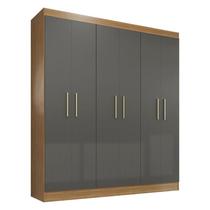 Guarda Roupa Casal Ipê 6 Portas Freijó Gris Fosco - Kits Paraná