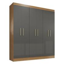 Guarda Roupa Casal Ipê 6 Portas Freijó Gris Fosco - Kits Paraná