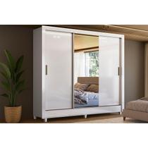 Guarda Roupa Casal Itália 3 Portas de Correr c/ Espelho 2 Gavs Branco - Santos Andirá Guarda Roupa Casal Itália 3 Portas de Correr c/ Espelho 2 Gavs Branco - Santos Andirá