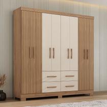 Guarda-Roupa Casal Itapema 8 Portas 4 Gavetas Canelato/Natura - Atualle Móveis