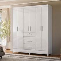 Guarda Roupa Casal Itatiba 6 Portas Branco Brilho - Moval