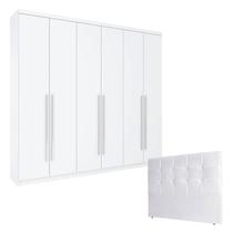 Guarda Roupa Casal Jade com Cabeceira Luiza 140 cm Branco Henn