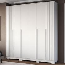 Guarda-Roupa Casal Jamile 6 Portas 4 Gavetas 100% Mdf Branco - Acp Móveis Guarda-Roupa Casal Jamile 6 Portas 4 Gavetas 100% Mdf Branco - Acp Móveis