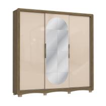 Guarda-Roupa Casal Kappesberg 3 Portas de Correr com Espelho Marrom Bege - CB01N575 Guarda-Roupa Casal Kappesberg 3 Portas de Correr com Espelho Marrom Bege - CB01N575