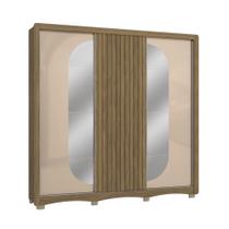 Guarda-Roupa Casal Kappesberg 3 Portas de Correr com Espelho Marrom Bege - CB01N576 Guarda-Roupa Casal Kappesberg 3 Portas de Correr com Espelho Marrom Bege - CB01N576
