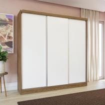 Guarda-Roupa Casal Kappesberg 3 Portas Reversiveis de Correr 2 Cabideiros Nogueira/Macadâmia