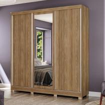 Guarda-Roupa Casal Kappesberg 3 Portas Reversiveis de Correr 3 Espelhos 3 Gavetas Nogueira
