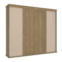 Guarda-roupa Casal Kappesberg 4 Portas de Correr Marrom Bege Guarda-roupa Casal Kappesberg 4 Portas de Correr Marrom Bege