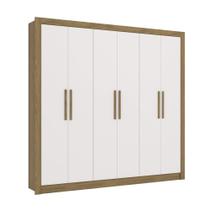 Guarda-Roupa Casal Kappesberg 6 Portas 2 Gavetas Marrom Branco - M569BR