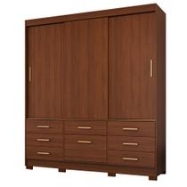 Guarda-Roupa Casal Lais 3 Portas de Correr Gavetas com Sapateira MDF PM Home