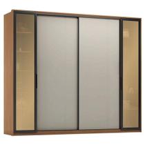 Guarda Roupa Casal Laredo Amêndola Touch Nude Prime Flex Com Portas De Vidro Reflecta - Demartez