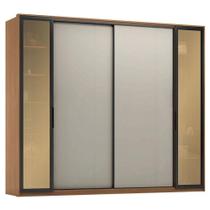 Guarda Roupa Casal Laredo Amêndola Touch Nude Prime Flex Com Portas De Vidro Reflecta - Demartez