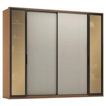 Guarda Roupa Casal Laredo Amêndola Touch Nude Prime Flex com Portas de Vidro Reflecta - Demartez