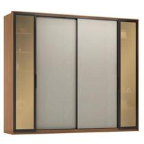 Guarda Roupa Casal Laredo D44910K Amêndola Touch Nude Prime Flex com Portas de Vidro Reflecta -Demartez