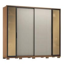 Guarda Roupa Casal Laredo D44910kpe Amêndola Touch Nude Com Portas De Vidro Reflecta E Pés - Demartez