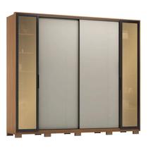 Guarda Roupa Casal Laredo D44910KPE Amêndola Touch Nude Prime Flex com Portas de Vidro Reflecta e Pés - Demartez