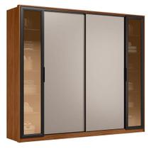 Guarda Roupa Casal Laredo Nogueira Nude Prime Tx Flex Com Vidro Reflecta Demóbile - Demartêz