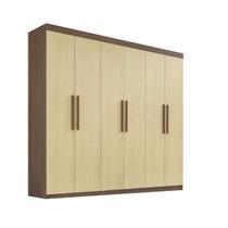 Guarda Roupa Casal Leblon 6 Portas 100% MDF Castanho e Linho Guarda Roupa Casal Leblon 6 Portas 100% MDF Castanho e Linho