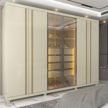 Guarda Roupa Casal LED com Vidro Reflecta 6 Portas com Pés em MDF Absolut Gelius